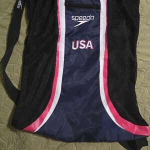Speedo USA Navy Mesh Bag with Pink Trim